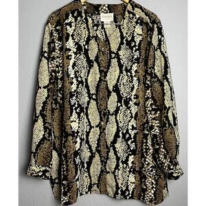 Jordan Woman Top Size 20 Leopard Print‎ Flowy Button Up Blouse Shacket Boho
